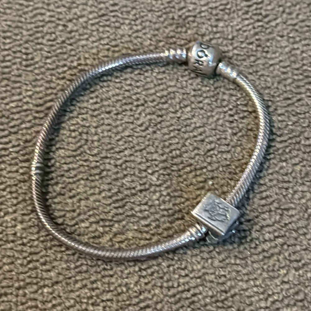 Pandora Silver Snake Chain Bracelet with Logo Clasp